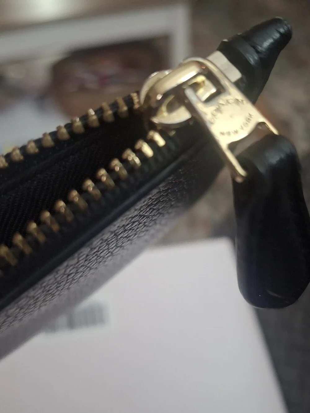 Coach Black Leather Zip Wallet